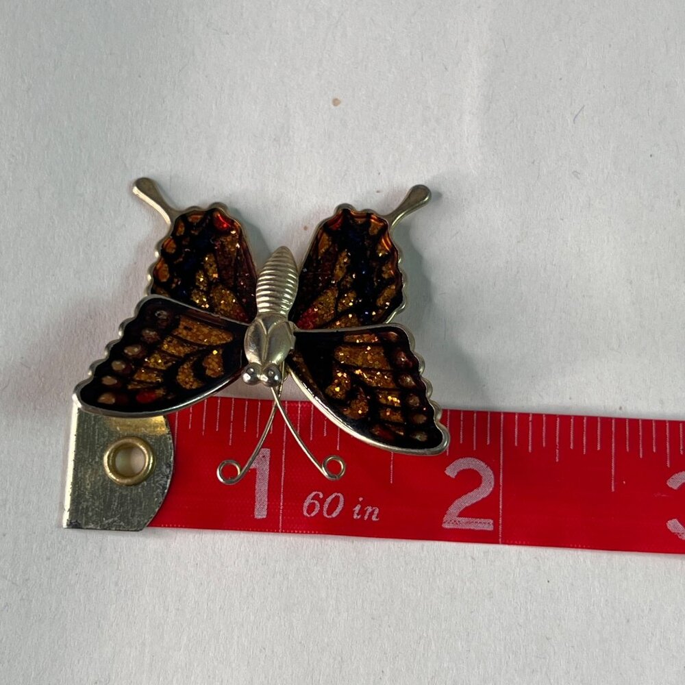 Vintage Butterfly Brooch Pins Set Enamel & Metal Made In Taiwan 2 Inches - Picture 6 of 7